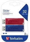 Verbatim USB 2.0 Stick 32GB, Slider, rot-blau, Multipack