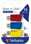 Verbatim USB 3.2 Stick 16GB, Store'n'Click, rot-blau-gelb