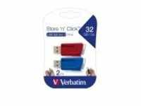 USB 3.2 Stick 32GB, Store'n'Click, rot-blau