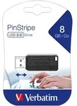 Verbatim USB 2.0 Stick 8GB, PinStripe, schwarz