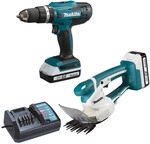 Makita Makita DK18B56Y Set HP488D Schlagbohrschrauber + UM110D Grasschere 18V