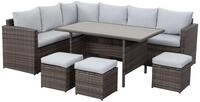 Lounge Set Polyrattan Gartenm&ouml;bel 7-teile f&uuml;r 6-9 Personen Garten & Balkon (grau &