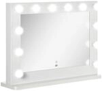 Hollywood Spiegel 80 x 60 cm Schminkspiegel mit LED-Beleuchtung Wei&szlig;