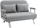 Schlafsofa Zweisitzer mit Bettfunktion, Einzelbett mit Kissen, Samt