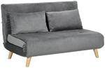 Schlafsofa 2-Sitzer Sofa mit Bettfunktion, Klappsofa mit Kissen, Grau