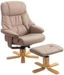 HOMCOM Relaxsessel mit Hocker, Fernsehsessel, Polstersessel mit Liegefunktion