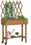 Outsunny Hochbeet mit Rankgitter Blumenkasten mit Ablage