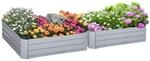 Hochbeet Set, 2-TLG. Gartenbeet aus Stahl, Blumenk&uuml;bel f&uuml;r Garten, Grau