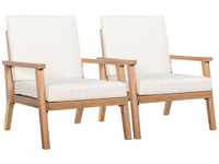 2er-Set Gartenstühle mit Kissen Gartensessel Set Gartenstuhl aus Pappelholz