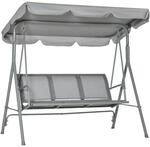Hollywoodschaukel 3-Sitzer Schaukelbank mit Dach Metall Grau+Silber 170 x 110 x 153cm