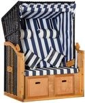 Strandkorb mit Dach, ca. 18 x 79 x 150 cm Blau/Wei&szlig;
