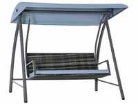 Hollywoodschaukel Gartenschaukel 3-Sitzer mit Dach Polyrattan+Metall Grau 198 x 124 x