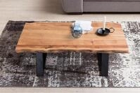 Couchtisch aus Massivholz Akazie | Baumstamm Wohnzimmertisch 115 x 40 x 60 cm