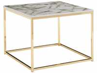 WOHNLING Couchtisch Marmor Optik Weiß 60x60x45 cm Wohnzimmertisch Tisch Metall