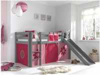 VIPACK - Spielbett Pino mit Rutsche und Textilset "Pink Flower", Ausf. Kiefer...