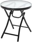 Gartentisch Beistelltisch Bistrotisch mit Glasplatte rund klappbar Metall &Oslash;45