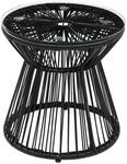 Ratten Beistelltisch, Runder Kaffeetisch mit Hohltrommel-Design Metall