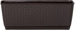 2er-Set Pflanzkasten in Rattanoptik, ca. 38,6 x 15,4 x 14,2 cm - Dunkelbraun