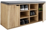Schuhschrank mit Sitzkissen & 2 T&uuml;ren, ca. 103 x 48 x 30,5 cm - Sonoma Eiche