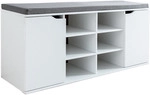 Schuhschrank mit Sitzkissen & 2 T&uuml;ren, ca. 103 x 48 x 30,5 cm - Wei&szlig;
