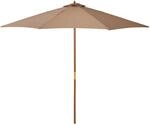 Sonnenschirm Holz 300 cm Holzschirm Gartenschirm Balkonschirm Bambus Khaki