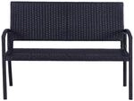 Polyrattan Gartenbank Parkbank Sitzbank 2-Sitzer Geflecht Stahl Schwarz B122 x T60 x