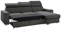 M&ouml;bel Punkt Ecksofa Tokio mit Bettfunktion, ca. 203 x 127 cm - Schwarz