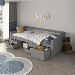 HOME DELUXE Kinderbett COSMOS mit Schubladen und Matratze - 90 x 200 cm Grau HOME DELUXE Kinderbett COSMOS mit Schubladen und Matratze - 90 x 200 cm Grau