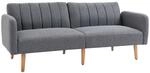 Schlafsofa Klappsofa 2-Sitzer Sofagarnitur leinenartiges Polyester Gummiholz Grau 173