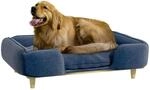 PawHut Hundesofa, Haustiersofa mit Kissen, Hundebett mit Erh&ouml;htem Design Blau