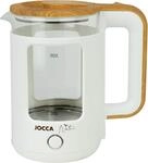JOCCA Elektrischer Wasserkocher weiss, 1,8L, Borosilikatglas, 360&deg; Basis,