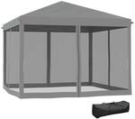 Faltpavillon Pavillon Faltzelt Garten mit Seitenw&auml;nden 3x3m Hellgrau