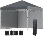 Outsunny Faltpavillon 2,97 x 2,97 m, Gartenpavillon mit Seitenw&auml;nden, Stahl