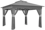 Faltpavillon ca. 3 x 3 m, Pavillon mit LED, 4 Netzvorh&auml;ngen, Seitenwand