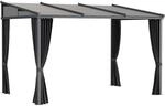 Pergola 3,65 x 2,55 m Gartenpavillon mit Schiebedach, Vorh&auml;ngen Grau