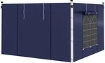 2 Seitenteile Seitenw&auml;nde f&uuml;r 3x3/3x6m Pavillon mit Fenster, T&uuml;r, Blau