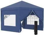 Pavillon 2,95 x 2,95m Faltpavillon 4 Seitenw&auml;nde mit Fenster Tragetasche Stahl