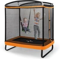 Costway 2 in 1 Kindertrampolin mit Schaukel, Gartentrampolin rechteckig mit