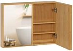Spiegelschrank, Wandschrank mit 3 Innenb&ouml;den, H&auml;ngeschrank aus Bambus