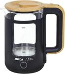 JOCCA Elektrischer Wasserkocher schwarz, 1,8L, Borosilikatglas, 360&deg; Basis,
