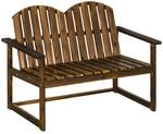 Gartenbank 2-Sitzer Sitzbank Holzbank mit R&uuml;ckenlehne Armlehne Verkohlt