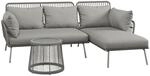 3 tlg. Polyrattan Gartenm&ouml;bel-Set, mit Kissen, Sitzgarnitur, Stahlrahmen, Grau