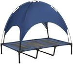 Haustierbett mit Baldachin Erh&ouml;htes Hundebett Hundeliege outdoor Dunkelblau