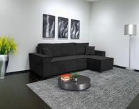 M&ouml;bel Punkt Wohnlandschaft Ecksofa Schwarz COMO Cord mit Bett Sofa Schlafsofa
