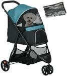 Hundebuggy Katzenwagen mit Regenschutz f&uuml;r kleine, Miniaturhunde Gr&uuml;n