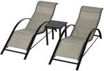 3-tlg. Gartenliege mit Tisch Gartensitzgruppe Mesh Metall Schwarz