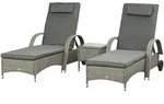 Sonnenliege mit Tisch 3er-Set Gartenm&ouml;bel Grau/Dunkelgrau