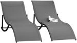 2er Set Sonnenliege Gartenliegen Stoffliege ergonomisch Aluminium Dunkelgrau 165 x 61