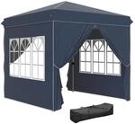 Pavillon 2,5x2,5m wasserabweisend Stabil Winterfest Pop-up Faltpavillon Garten