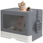 PawHut Katzentoilette mit Deckel Katzenklo mit Schaufel f&uuml;r Indoor Kunststoff